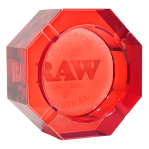 RAW GLASS ASHTRAY CRYSTAL - RED