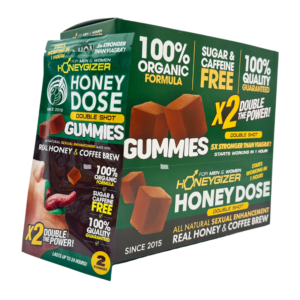 HONEYGIZER FOR MEN & WOMEN DOUBLE SHOT BOX OF 24 - REAL HONEY & COFFEE BREW GUMMIES