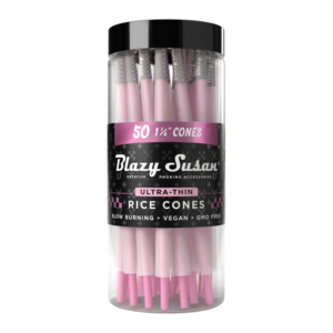 BLAZY SUSAN ROLLING PAPERS CONES JAR OF 50 - ULTRA THIN RICE 1 1/4 SIZE