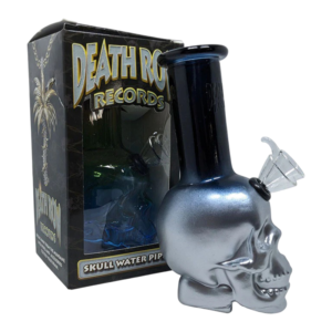 DEATH ROW RECORDS SKULL WATER PIPE 6" BUBBLER - BLACK SILVER