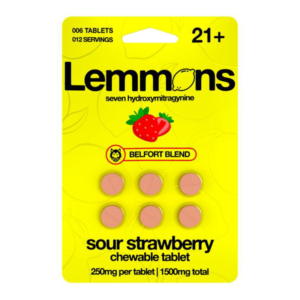 EXODUS LEMMONS BELFORT BLEND 7-HYDROXYMITRAGYNINE CHEWABLE TABLETS 250MG 6CT - SOUR STRAWBERRY