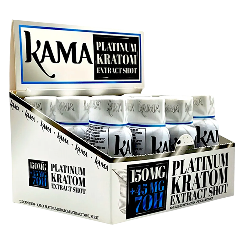KAMA 7-HYDROXYMITRAGYNINE LIQUID KRATOM EXTRACT SHOTS 30ML 150MG + 45MG 7OH BOX OF 12 - PLATINUM