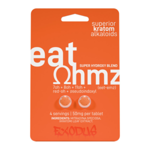 EXODUS EAT OHMZ SUPERIOR KRATOM ALKALOIDS 7OH+8OH+11OH+RED-OH+PSEUDOINDOXYL SUPER HYDROXY BLEND TABLETS 50MG 2CT - ORANGE
