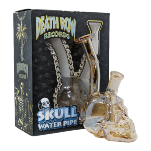 DEATH ROW RECORDS WATER PIPE - 5.5"METALLIC SKULL - GOLDEN