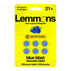 EXODUS LEMMONS BELFORT BLEND 7-HYDROXYMITRAGYNINE CHEWABLE TABLETS 250MG 6CT - BLUE BLAST