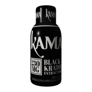 KAMA 7-HYDROXYMITRAGYNINE LIQUID KRATOM EXTRACT SHOTS 30ML 230MGBOX OF 12 - BLACK