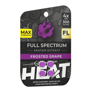 STRAIGHT HEAT MAX STRENGTH FULL SPECTRUM KRATOM EXTRACT TABLETS 300MG 4CT - FROSTED GRAPE