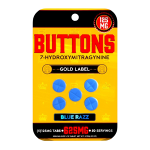 BUTTONS GOLD LABEL 7-HYDROXYMITRAGYNINE TABLETS 125MG 5CT - BLUE RAZZ