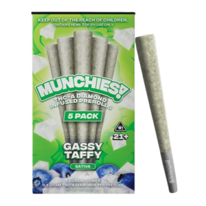 MUNCHIES THC-A DIAMOND PRE-ROLLS 5 PACK - GASSY TAFFY SATIVA