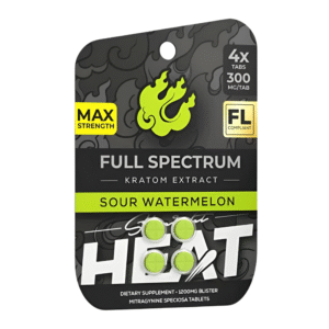 STRAIGHT HEAT MAX STRENGTH FULL SPECTRUM KRATOM EXTRACT TABLETS 300MG 4CT - SOUR WATERMELON