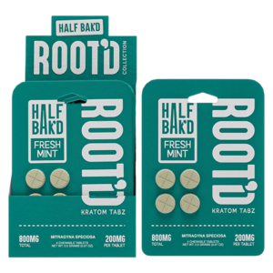 HALF BAKD ROOTD KRATOM TABLETS 200MG 4CT - FRESH MINT