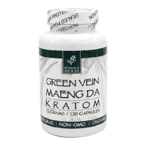 WHOLE HERBS KRATOM CAPSULES 120CT/2.5OZ - GREEN VEIN MAENG DA