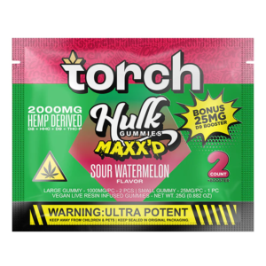 TORCH HULK GUMMIES MAXX'D 2000MG+25MGD9 BOOSTER 3CT - SOUR WATERMELON
