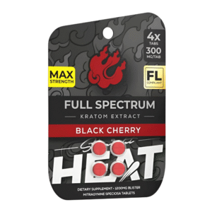 STRAIGHT HEAT MAX STRENGTH FULL SPECTRUM KRATOM EXTRACT TABLETS 300MG 4CT - BLACK CHERRY