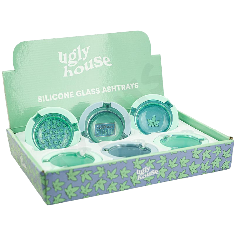 UGLY HOUSE ASHTRAY BOX OF 6 - WEED EMOJI