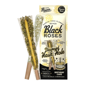 BLACK ROSES DIAMOND HASH HOLE 2G PRE-ROLLS 2PK - BIRTHDAY CAKE INDICA