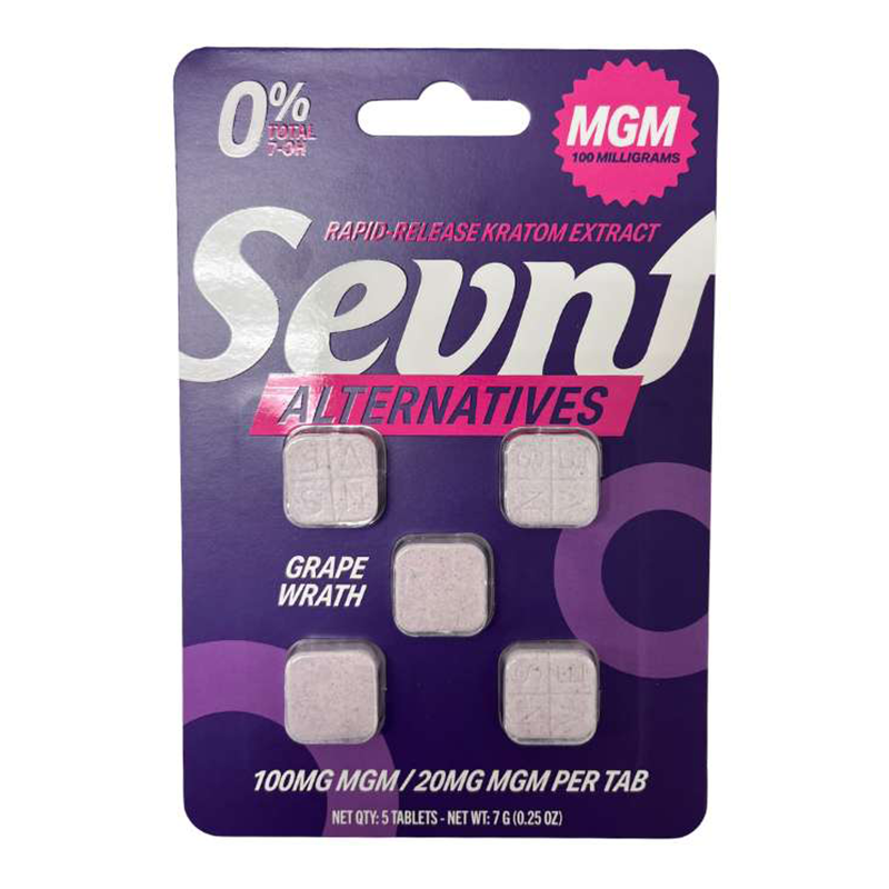 SEVN ALTERNATIVES RAPID RELEASE KRATOM EXTRACT MGM-15 TABLETS 20MG 5CT - GRAPE WRATH