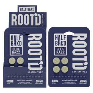 HALF BAKD ROOTD KRATOM TABLETS 200MG 4CT - BLUE RAZZ