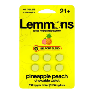 EXODUS LEMMONS BELFORT BLEND 7-HYDROXYMITRAGYNINE CHEWABLE TABLETS 250MG 6CT - PINEAPPLE PEACH