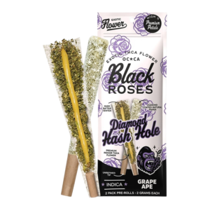 BLACK ROSES DIAMOND HASH HOLE 2G PRE-ROLLS 2PK - GRAPE APE INDICA