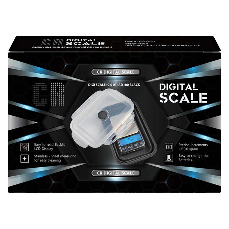 CR PORTABLE DIGITAL SCALE - AD100 BLACK W SILICONE BOX