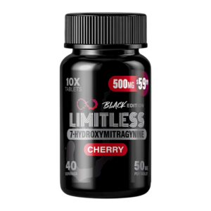 LIMITLESS BLACK EDITION 7-HYDROXYMITRAGYNINE TABLETS BOTTLE 50MG 10CT PRE-PRICED - CHERRY