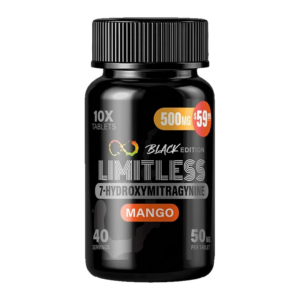 LIMITLESS BLACK EDITION 7-HYDROXYMITRAGYNINE TABLETS BOTTLE 50MG 10CT PRE-PRICED - MANGO