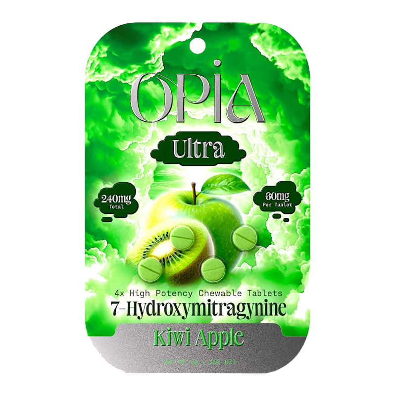 OPIA ULTRA 7-HYDROXYMITRAGYNINE CHEWABLE TABLETS 60MG 4CT - KIWI APPLE