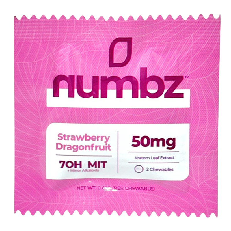NUMBZ 7-OH + MIT CHEWABLE TABLETS 25MG 2CT BOX OF 20 - STRAWBERRY DRAGON FRUIT