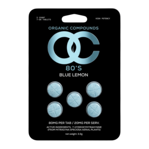 ORGANIC COMPOUNDS 80'S 7-HYDROXY TABLETS 80MG 5CT - BLUE LEMON