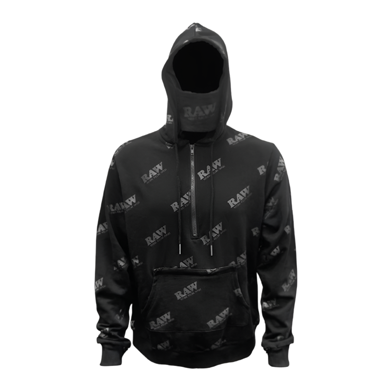 RAW ROLLING PAPERS RAWLERS HOODIE - BLACK ON BLACK EDITION