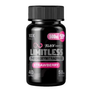 LIMITLESS BLACK EDITION 7-HYDROXYMITRAGYNINE TABLETS BOTTLE 50MG 10CT PRE-PRICED - STRAWBERRY