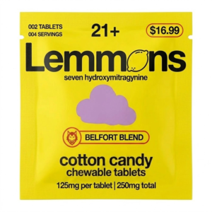 EXODUS LEMMONS BELFORT BLEND 7-HYDROXYMITRAGYNINE CHEWABLE TABLETS 125MG 2CT - COTTON CANDY