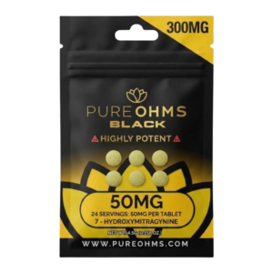 PURE OHMS  BLACK PURE KRATOM ALKALOIDS 7-HYDROXYMITRAGYNINE TABLETS HIGHLY POTENT 6CT - UNFLAVORED