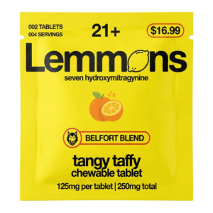 EXODUS LEMMONS BELFORT BLEND 7-HYDROXYMITRAGYNINE CHEWABLE TABLETS 125MG 2CT - TANGY TAFFY