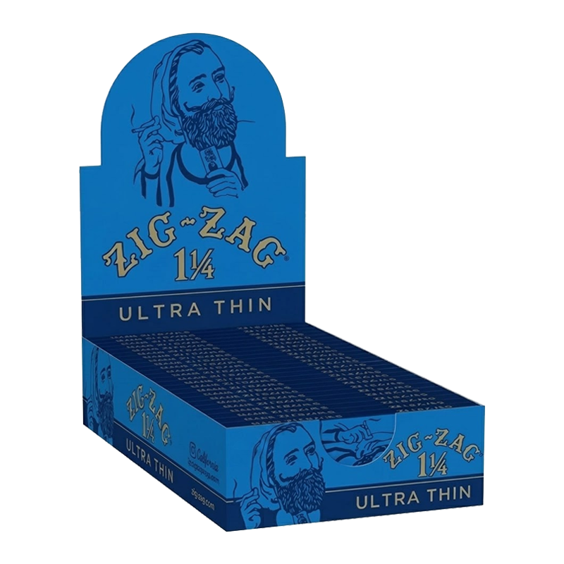 ZIG ZAG ROLLING PAPERS BOX - BLUE ULTRA THIN 1 1/4 SIZE BOX OF 24
