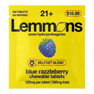 EXODUS LEMMONS BELFORT BLEND 7-HYDROXYMITRAGYNINE CHEWABLE TABLETS 125MG 2CT - BLUE RAZZLEBERRY