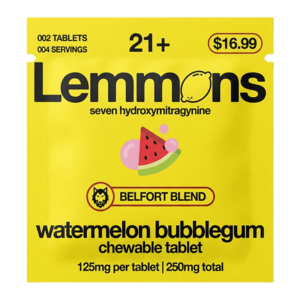 EXODUS LEMMONS BELFORT BLEND 7-HYDROXYMITRAGYNINE CHEWABLE TABLETS 125MG 2CT