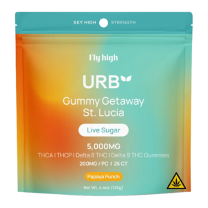 URB FLY HIGH GUMMY GETAWAY ST.LUCIA LIVE SUGAR THCA/THCP DELTA 8/9 THC GUMMIES 200MG 25CT