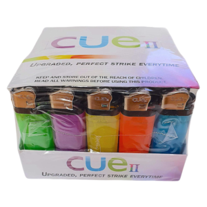 CUE II LIGHTERS BOX MULTI-COLOR BOX OF 50