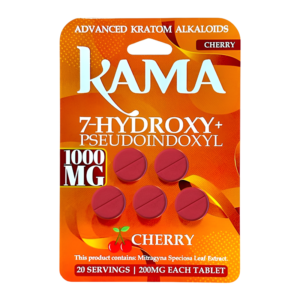 KAMA ADVANCED KRATOM ALKALOIDS 7-HYDROXYMITRAGYNINE+PSEUDOINDOXYL TABLETS 200MG 5CT - CHERRY
