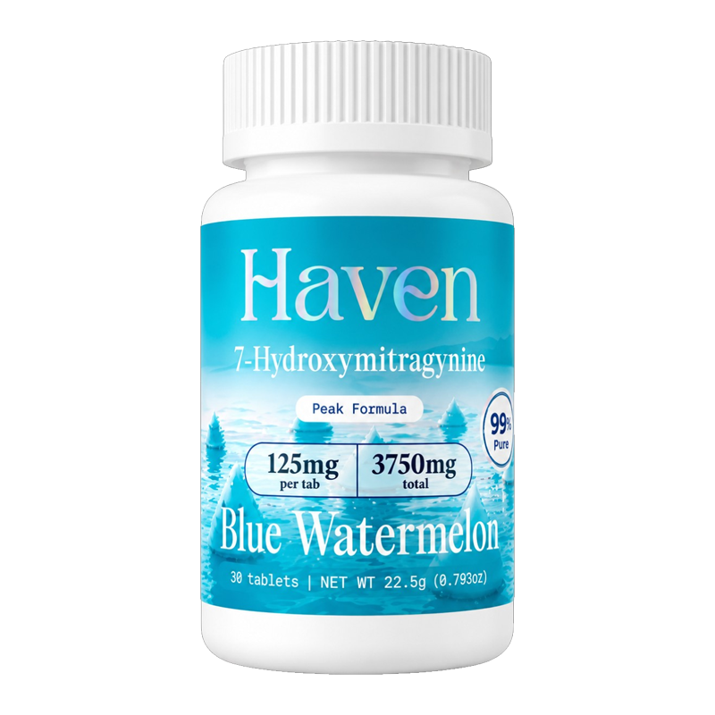 HAVEN PEAK FORMULA 7-HYDROXYMITRAGYNINE TABLETS BOTTLE 125MG 30CT - BLUE WATERMELON