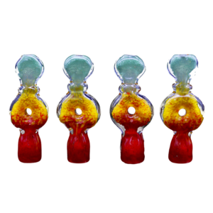 ALPHA GLASS ONE HITTER JAR - 3" RASTA COLOR DONUT DESIGN 13CT JAR