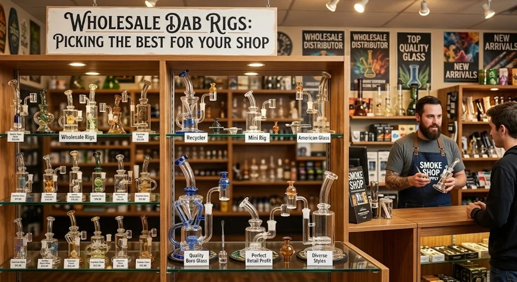 Wide selection of wholesale dab rigs and glass smoking accessories at Central Smoke Distro.