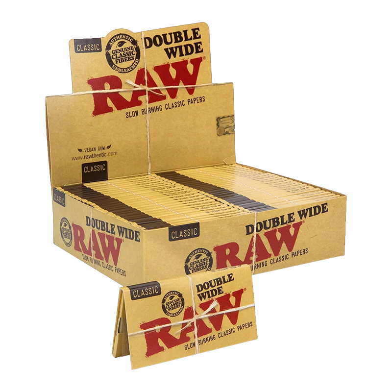 RAW ROLLING PAPERS BOX - CLASSIC DOUBLE WIDE BOX OF 50