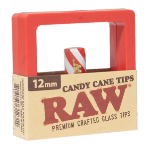 RAW TIPS - CANDY CANE GLASS TIPS 12MM BOX OF 12