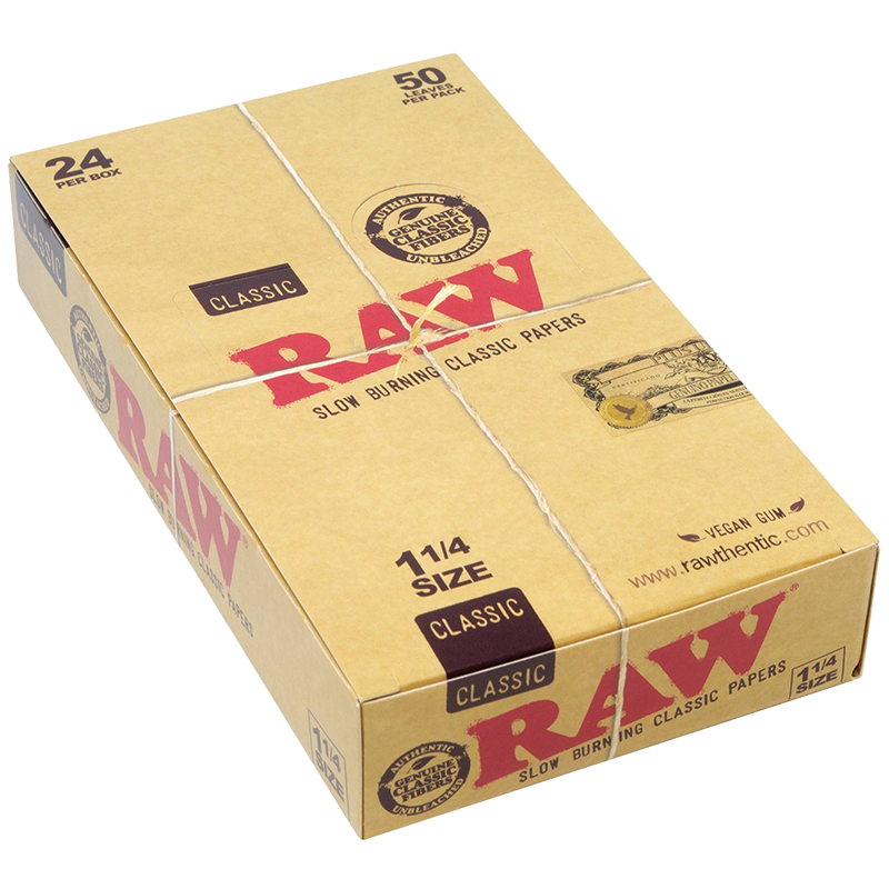 RAW ROLLING PAPER VEGAN GUM BOX - 1 1/4 SIZE 50 PACK